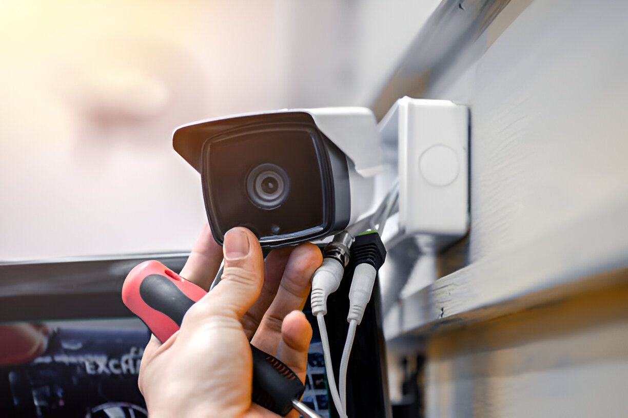CCTV surveillance camera monitoring an area